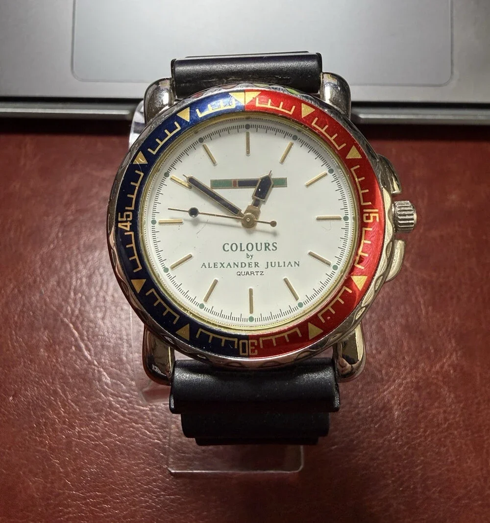 Colours by Alexander Julian Quartz Watch Red Blue Bezel Vintage Style Working